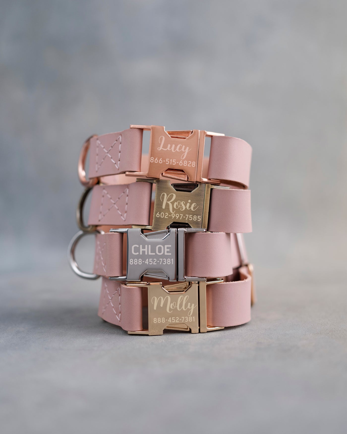 Dog Collar in Blush leather with fast release buckle