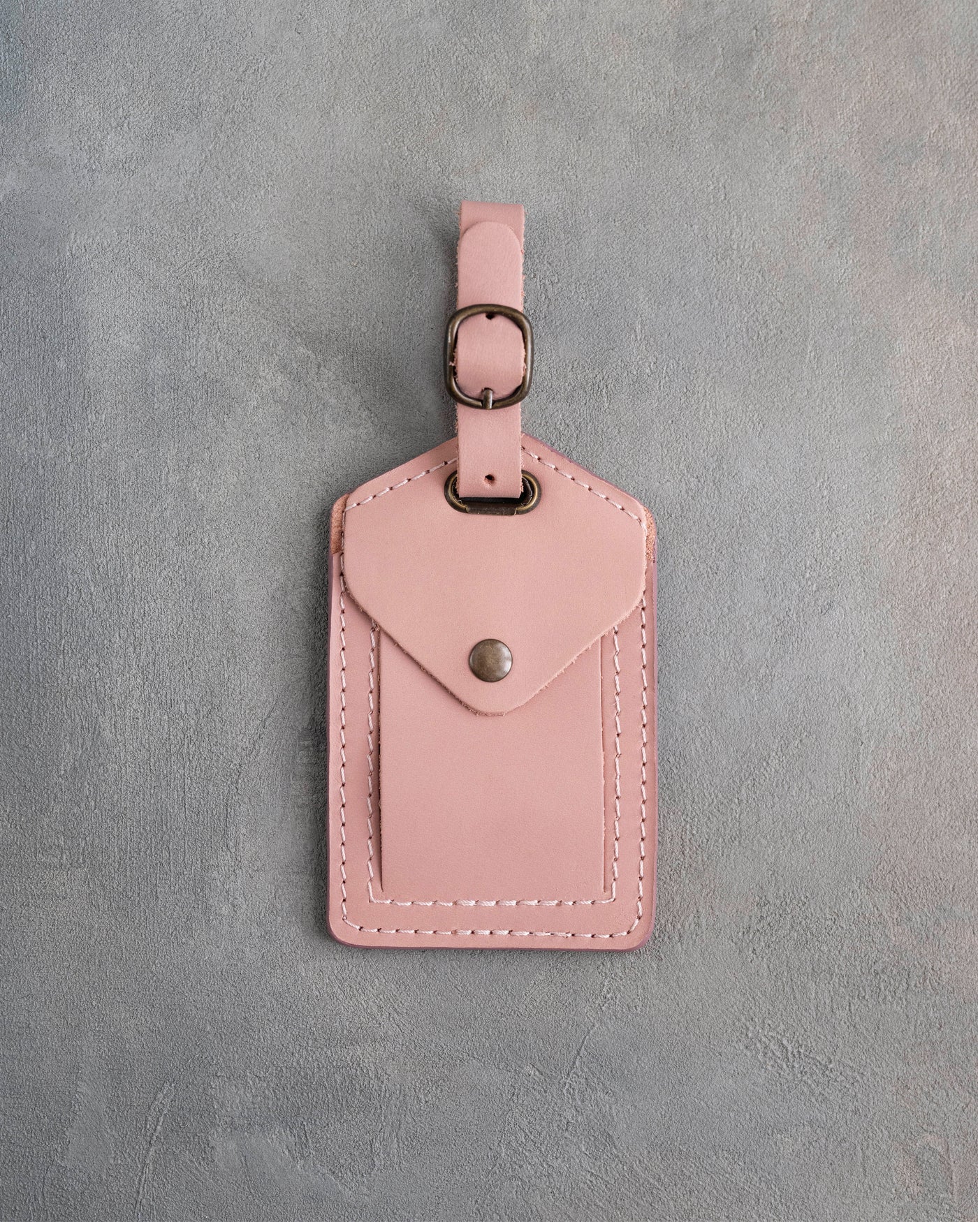 Blush Leather Luggage Tag Personalized