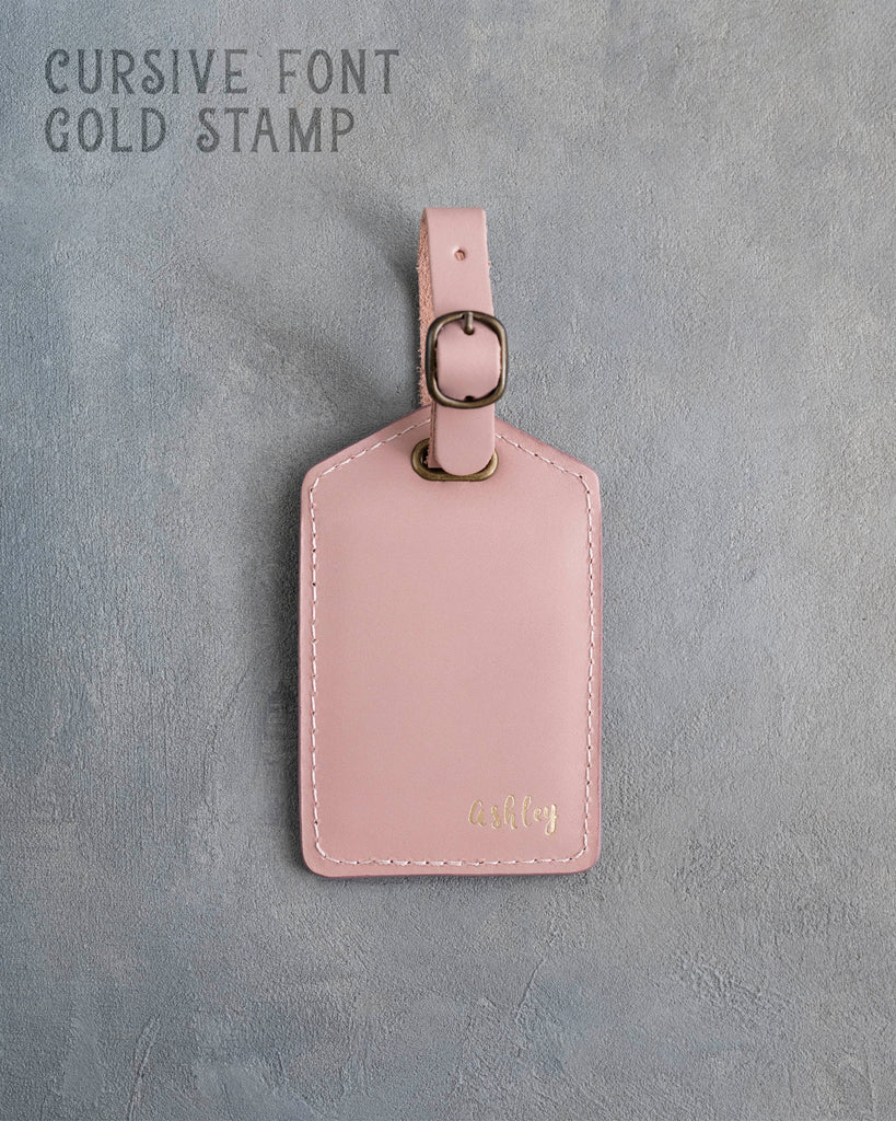 Blush Leather Luggage Tag Personalized