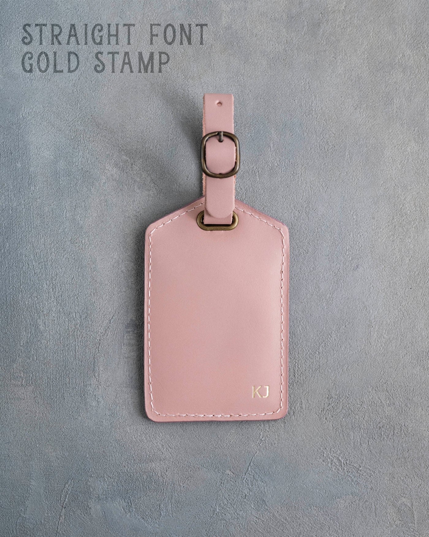 Blush Leather Luggage Tag Personalized