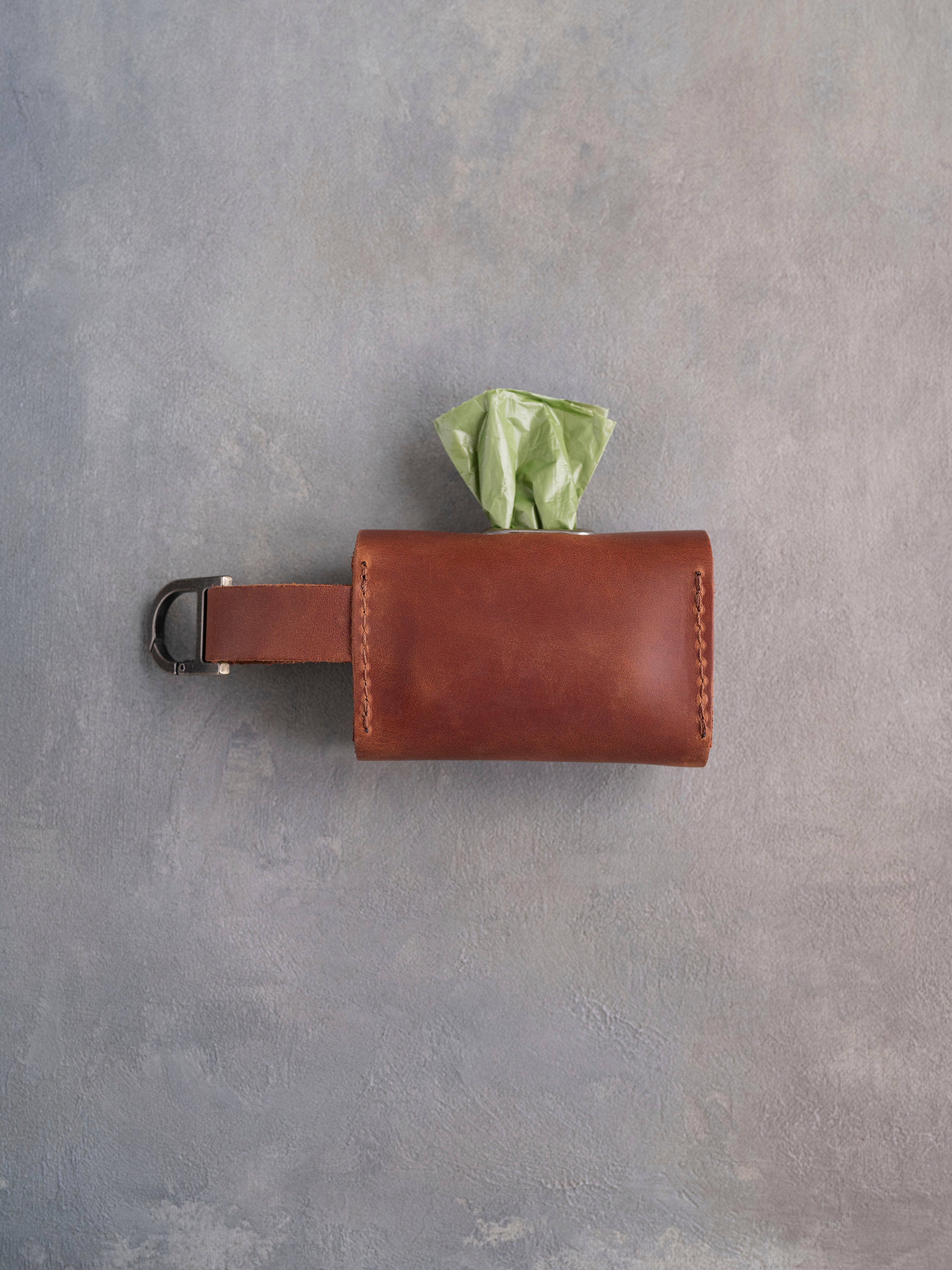 Arizona Leather Dog Poop Bag Holder with button closure