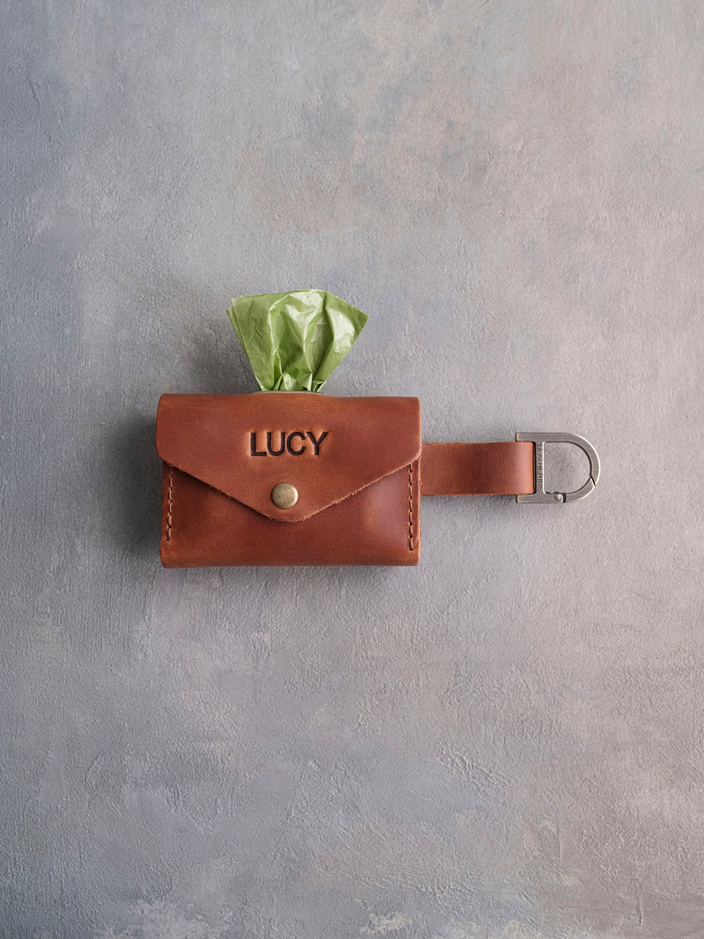 Arizona Leather Dog Poop Bag Holder with button closure