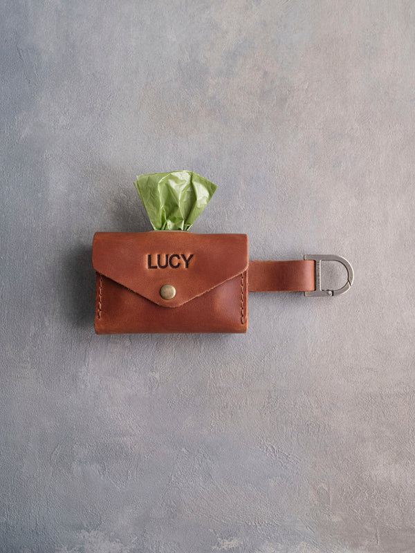 Arizona Leather Dog Poop Bag Holder with button closure