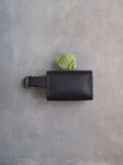 Black Leather Dog Poop Bag Holder with button closure