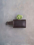 Dark Espresso Leather Dog Poop Bag Holder with button closure