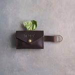 Dark Espresso Leather Dog Poop Bag Holder with button closure