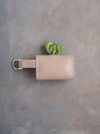 Gray Sand Leather Dog Poop Bag Holder with button closure