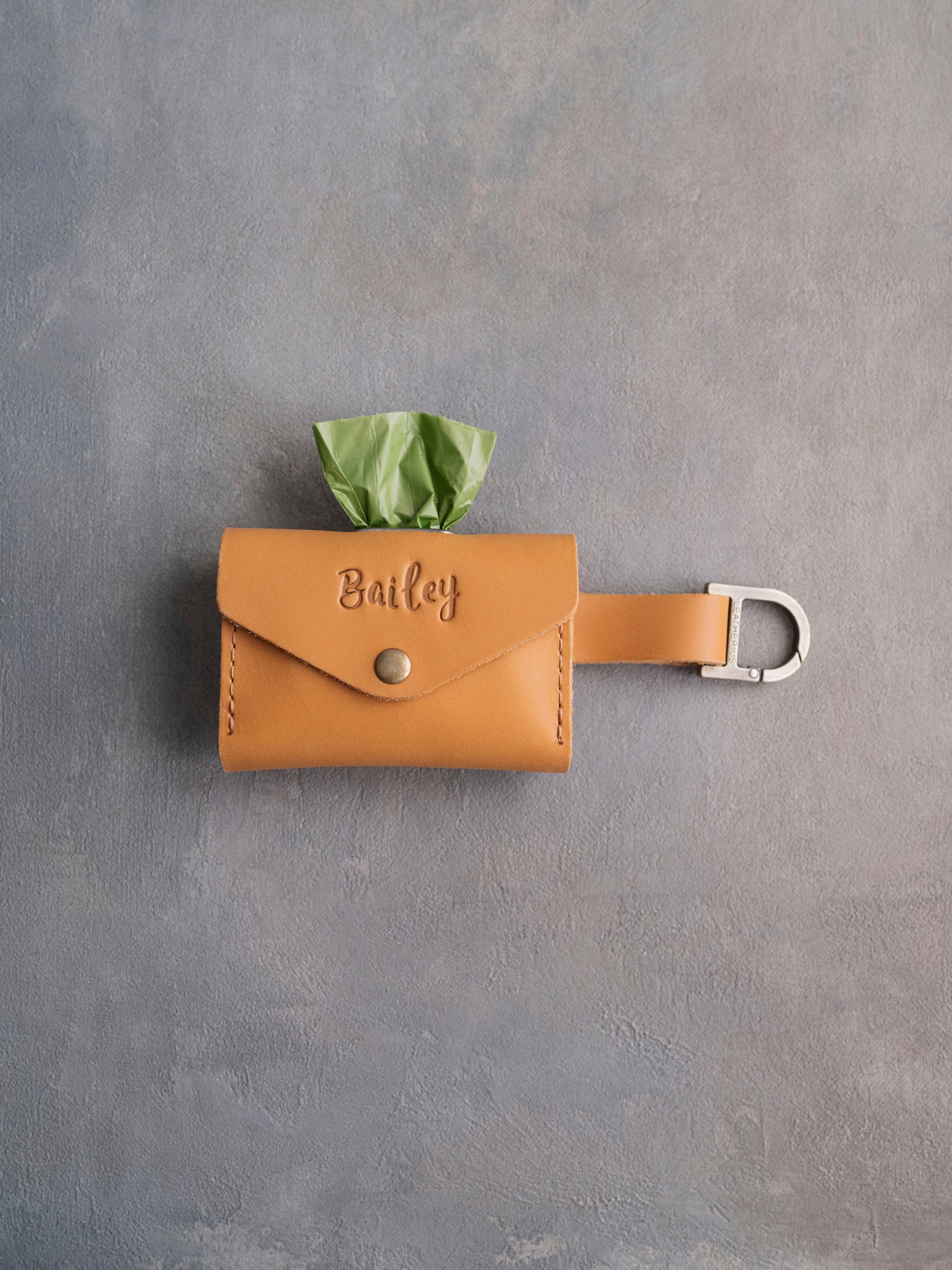 Indian Summer Leather Dog Poop Bag Holder with button closure