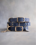 Dog Collar in Blueberry leather with classy pin buckle