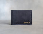 Leather Wallet Bifold in Blueberry Leather