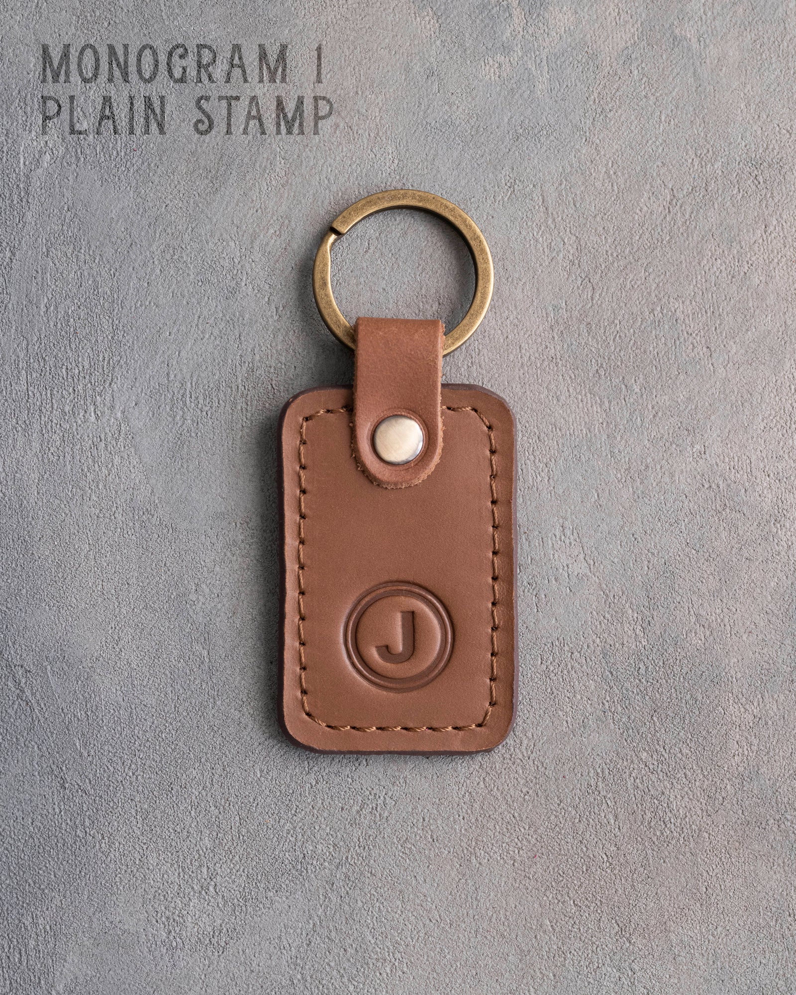 Personalized Leather Keychain in Caramel Leather