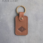 Personalized Leather Keychain in Caramel Leather