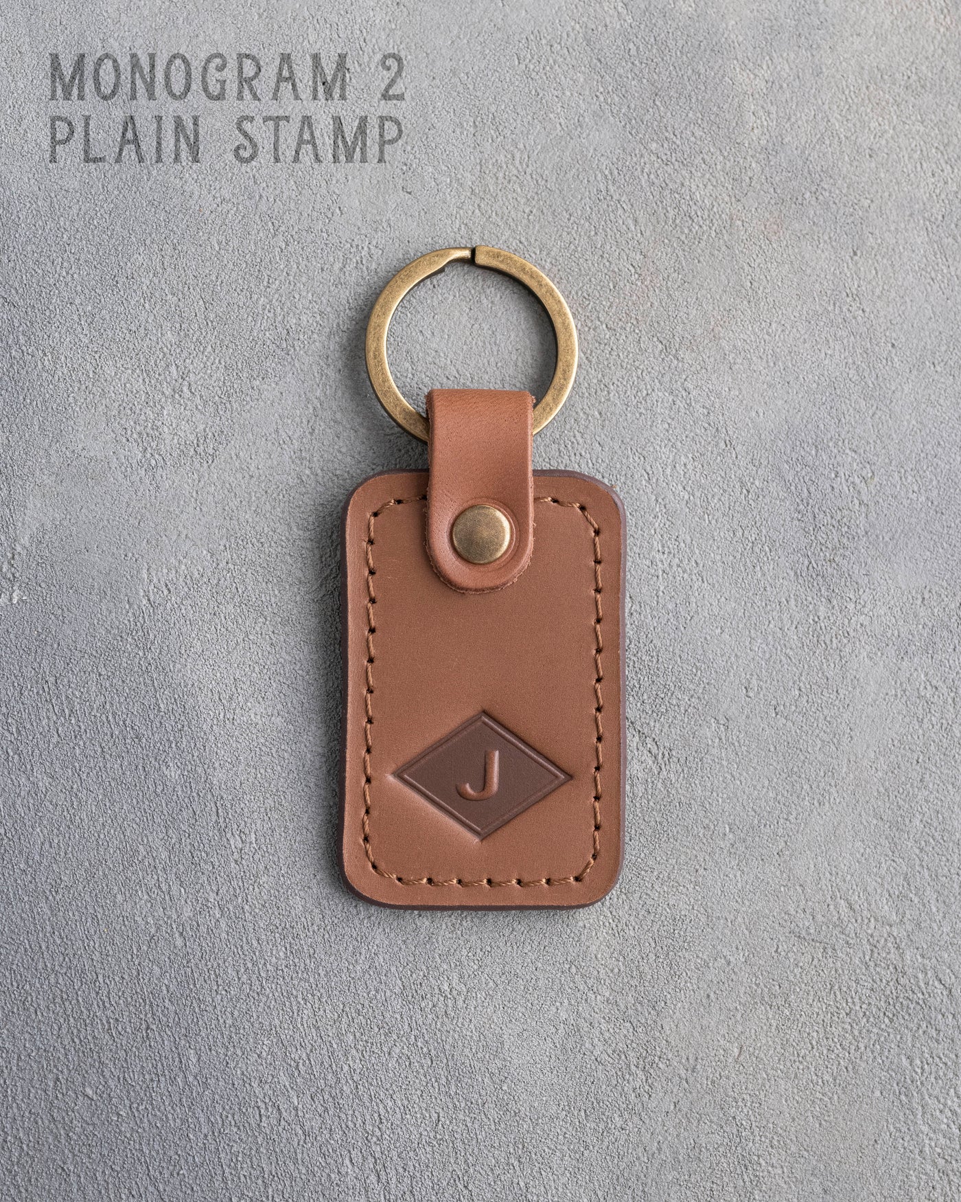 Personalized Leather Keychain in Caramel Leather