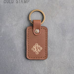 Personalized Leather Keychain in Caramel Leather