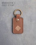 Personalized Leather Keychain in Caramel Leather