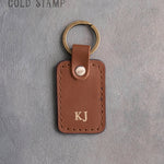 Personalized Leather Keychain in Caramel Leather