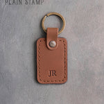 Personalized Leather Keychain in Caramel Leather
