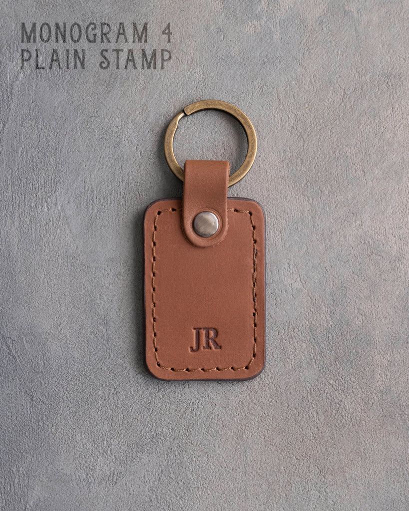 Personalized Leather Keychain in Caramel Leather