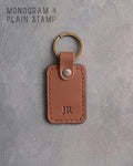 Personalized Leather Keychain in Caramel Leather