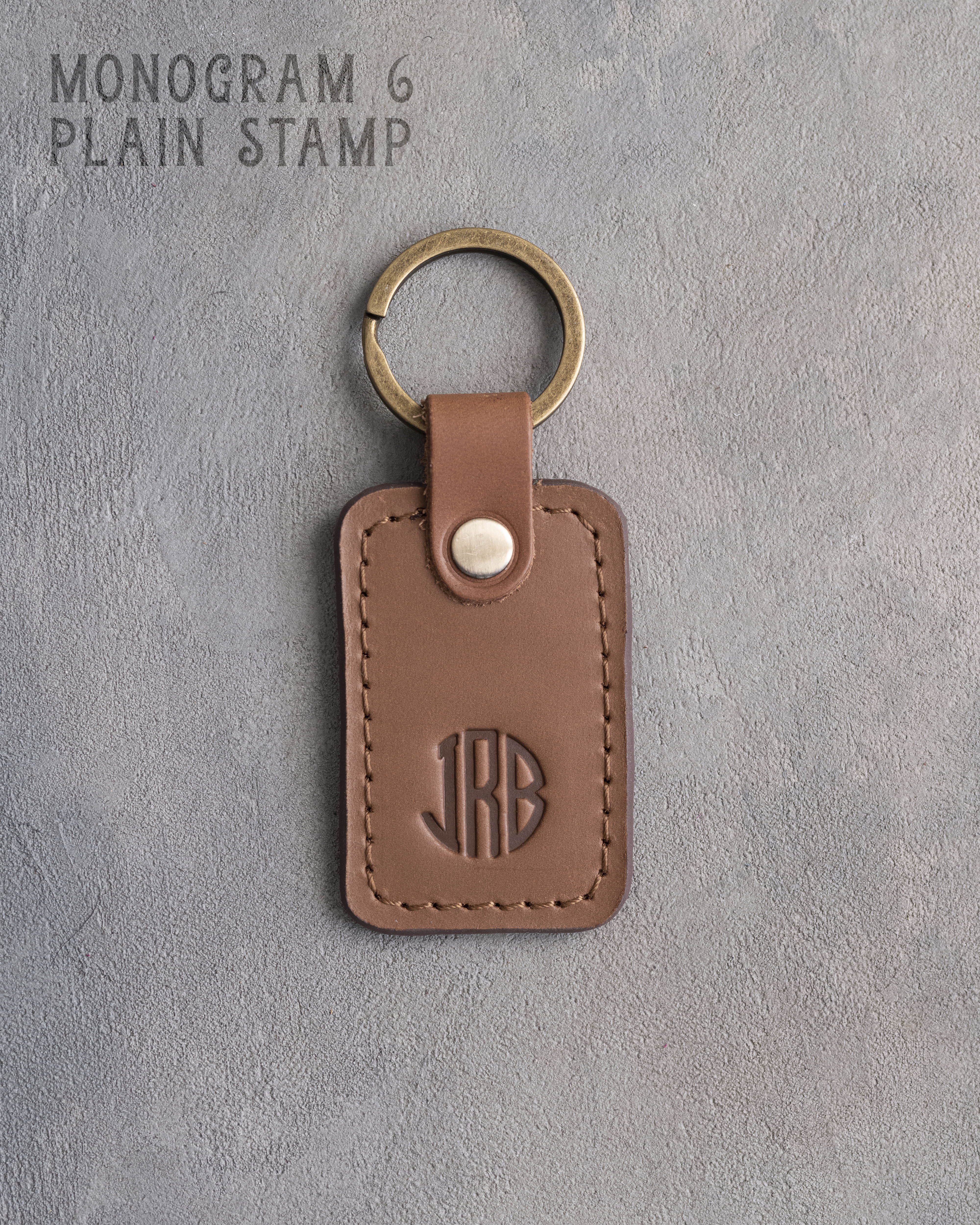 Personalized Leather Keychain in Caramel Leather