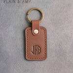 Personalized Leather Keychain in Caramel Leather