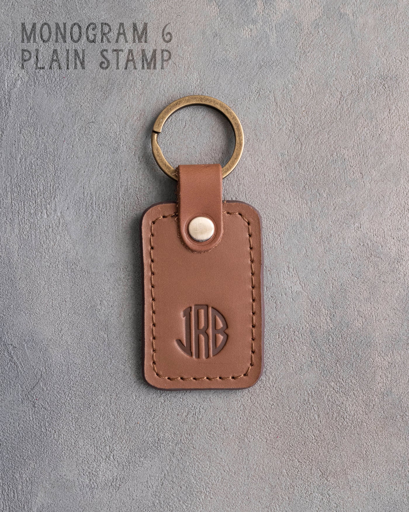 Personalized Leather Keychain in Caramel Leather