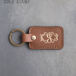 Personalized Leather Keychain in Caramel Leather