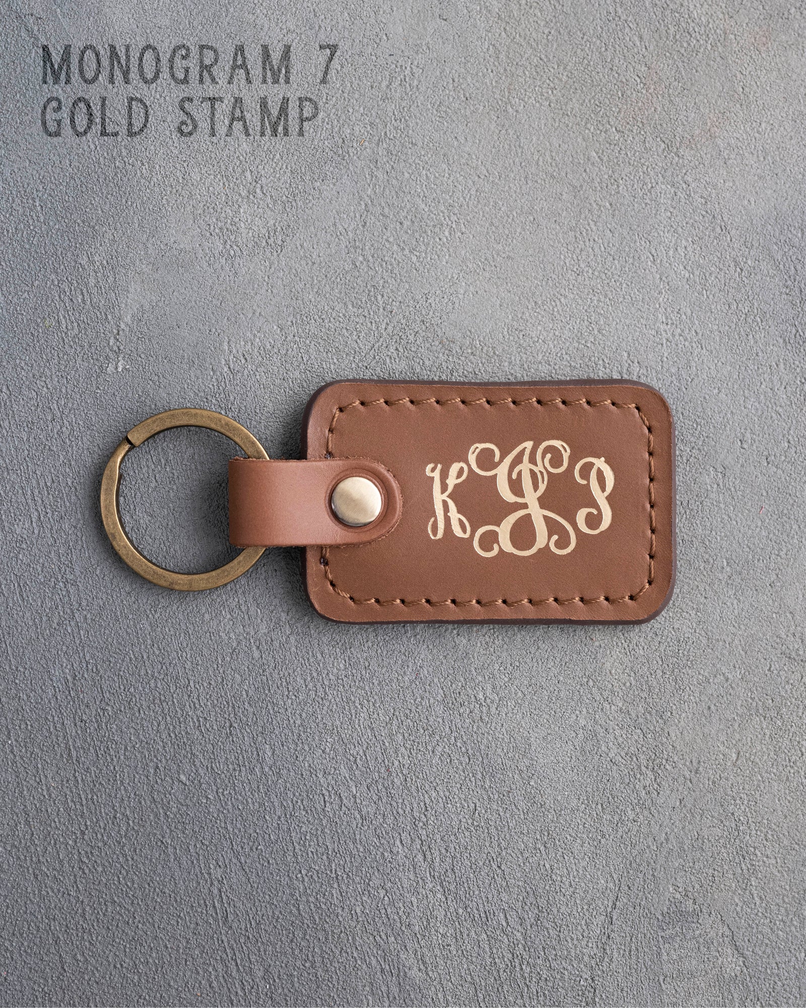 Personalized Leather Keychain in Caramel Leather