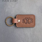 Personalized Leather Keychain in Caramel Leather