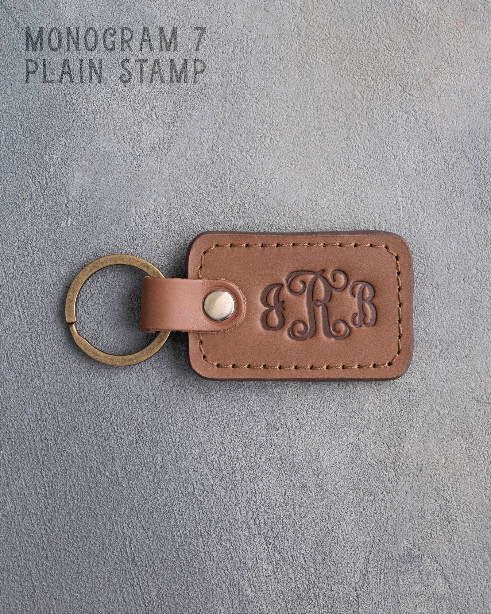 Personalized Leather Keychain in Caramel Leather