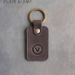 Personalized Leather Keychain in Country Gray Leather