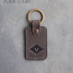Personalized Leather Keychain in Country Gray Leather