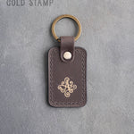 Personalized Leather Keychain in Country Gray Leather