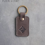 Personalized Leather Keychain in Country Gray Leather