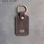Personalized Leather Keychain in Country Gray Leather