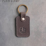 Personalized Leather Keychain in Country Gray Leather