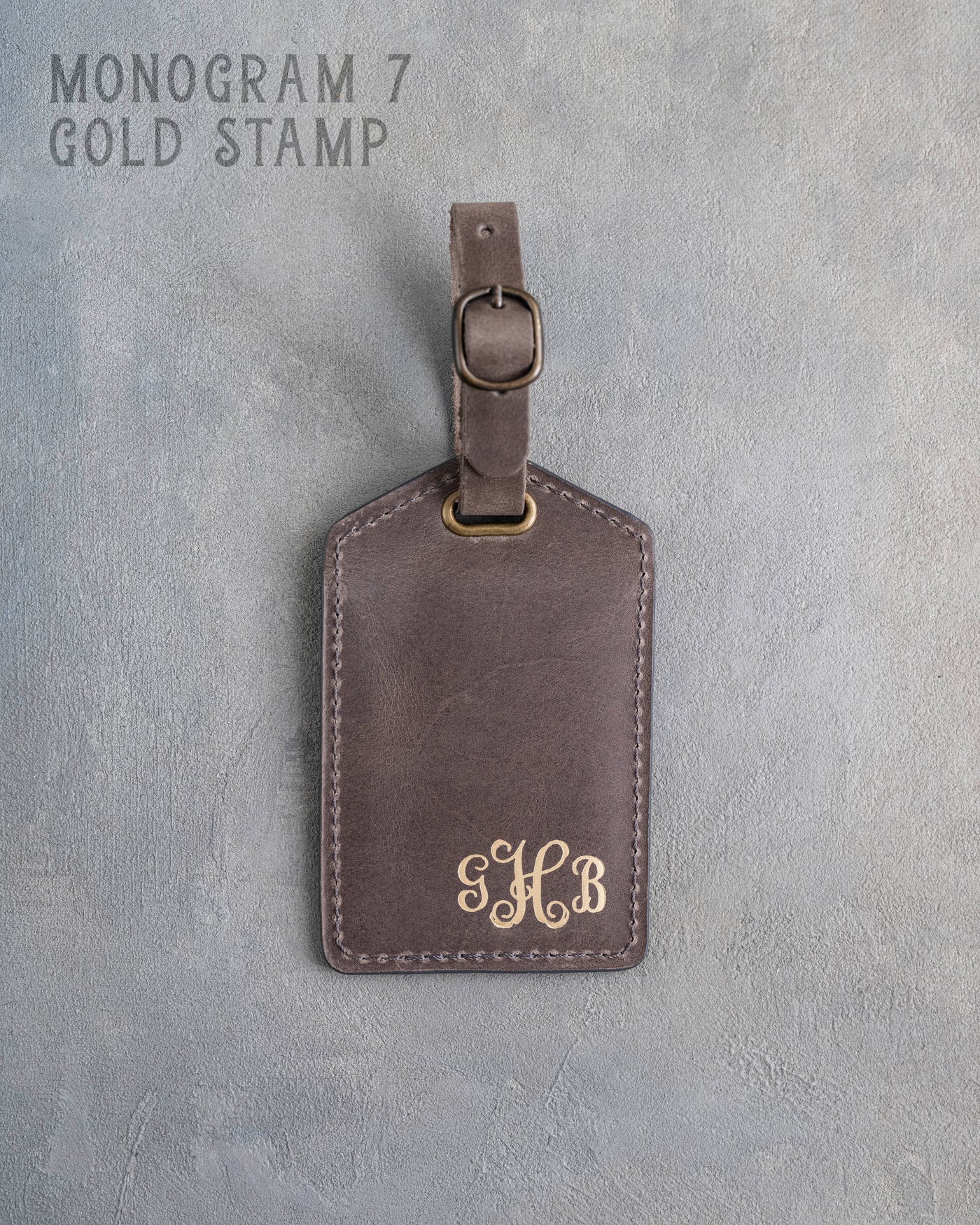 Country Gray Leather Luggage Tag Personalized