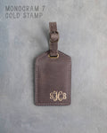 Country Gray Leather Luggage Tag Personalized