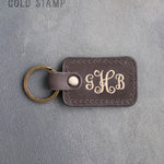 Personalized Leather Keychain in Country Gray Leather
