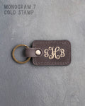 Personalized Leather Keychain in Country Gray Leather
