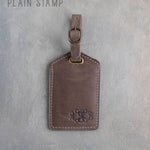 Country Gray Leather Luggage Tag Personalized