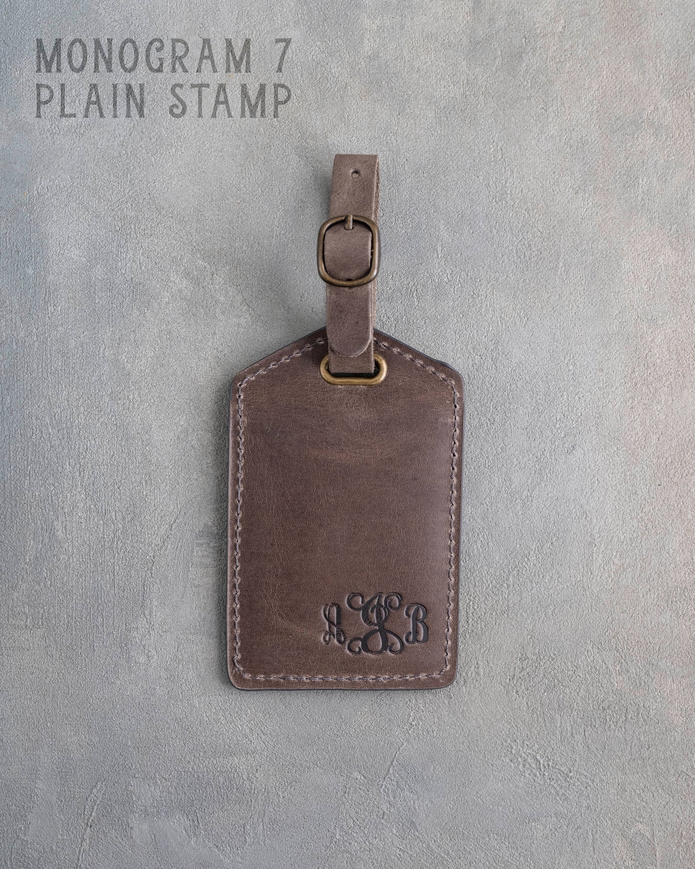 Country Gray Leather Luggage Tag Personalized