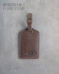 Country Gray Leather Luggage Tag Personalized