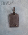 Country Gray Leather Luggage Tag Personalized