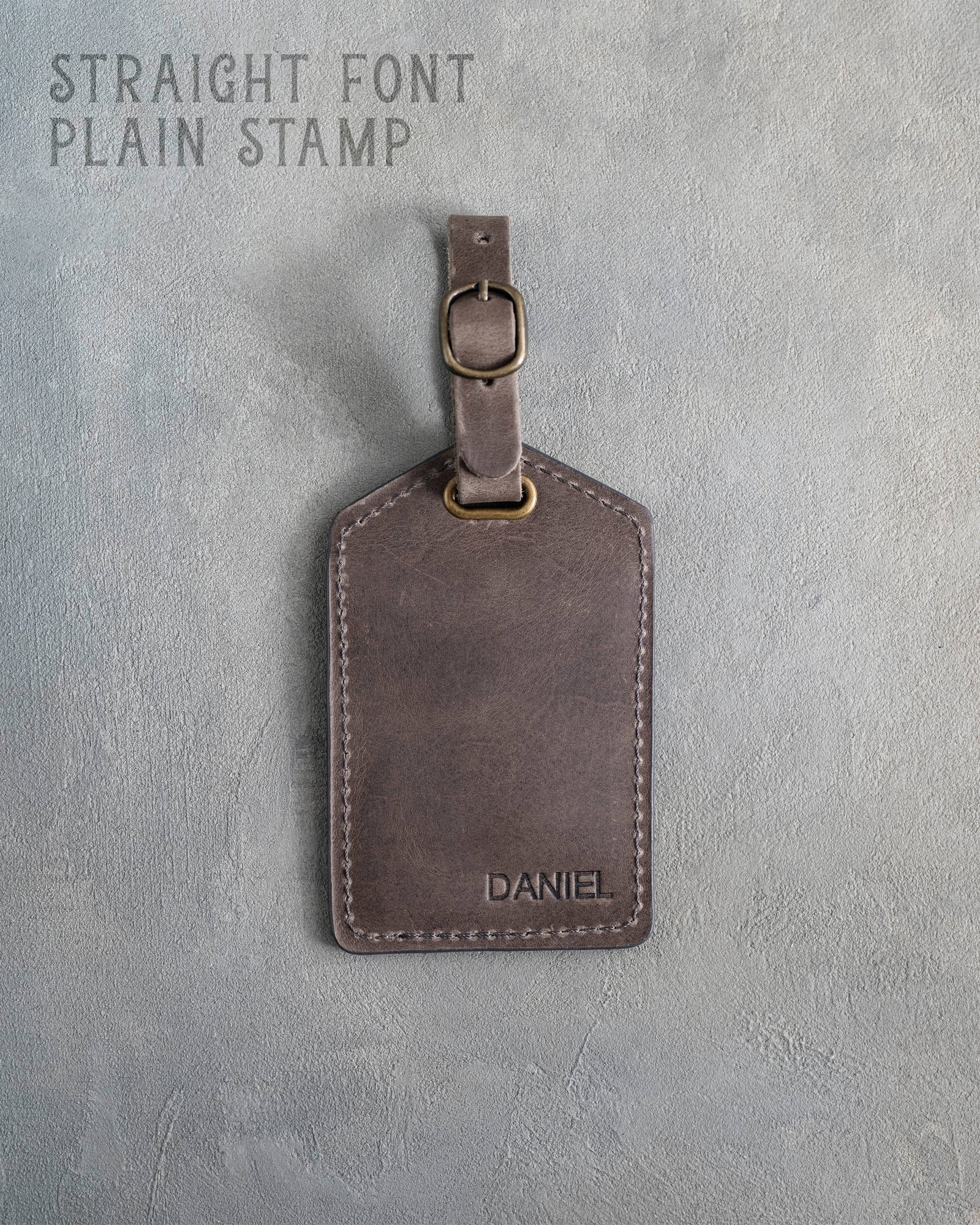 Country Gray Leather Luggage Tag Personalized