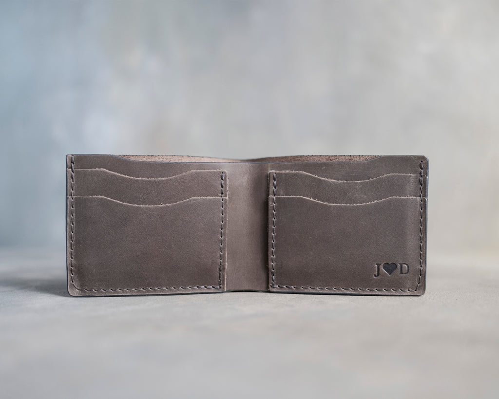 Leather Wallet Bifold in Country Gray Leather