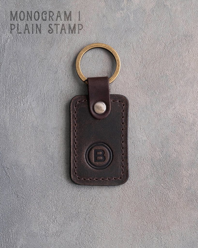 Personalized Leather Keychain in Dark Espresso Leather