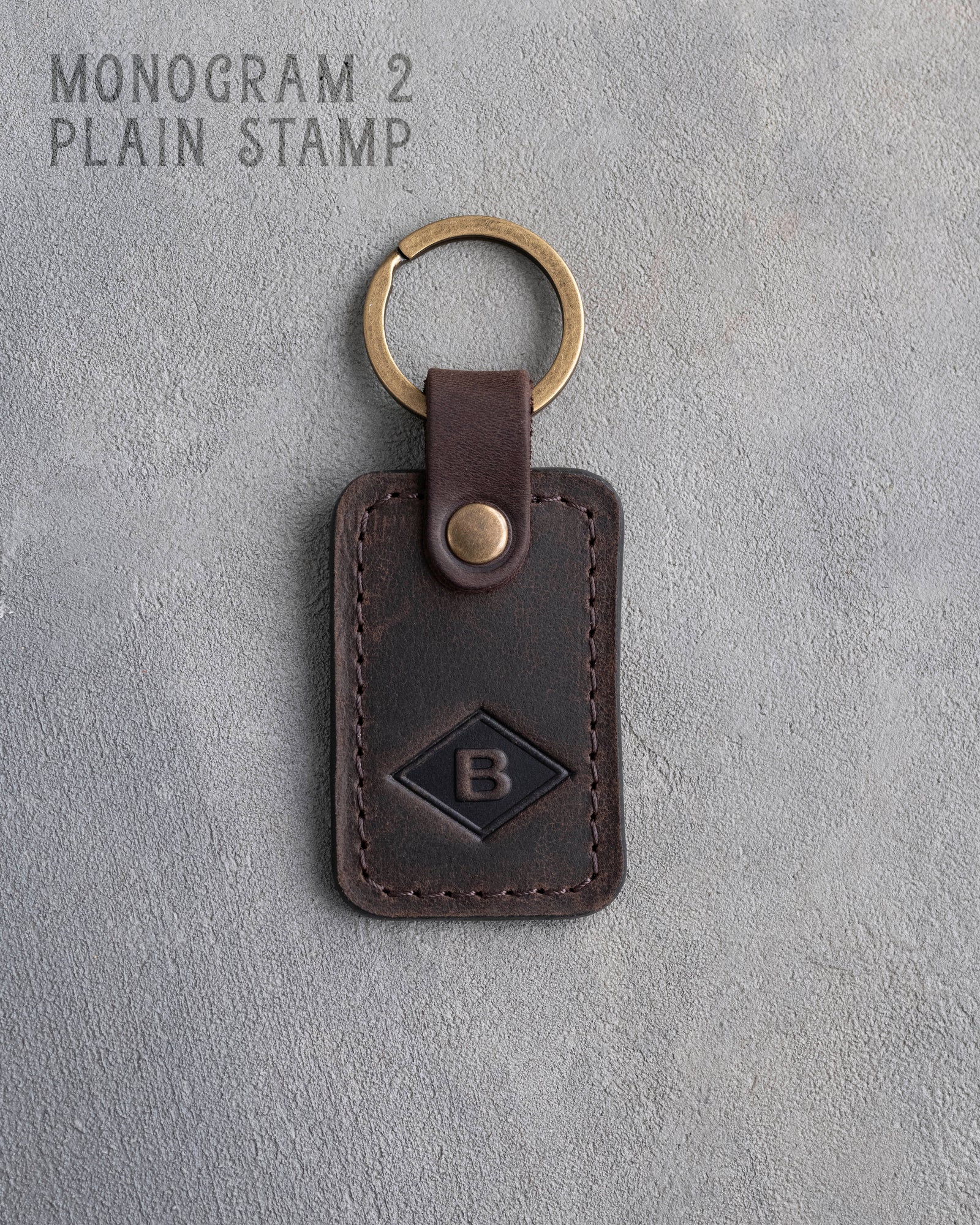 Personalized Leather Keychain in Dark Espresso Leather