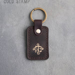 Personalized Leather Keychain in Dark Espresso Leather