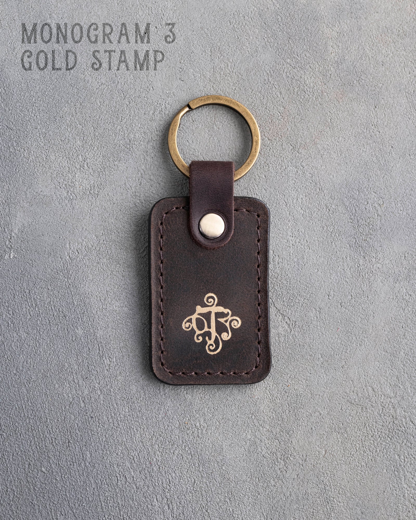 Personalized Leather Keychain in Dark Espresso Leather